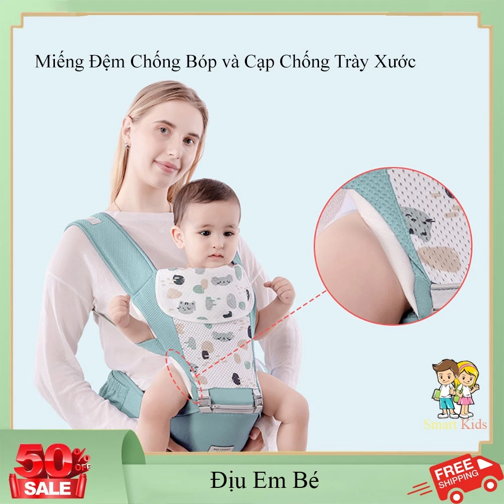 Địu em bé địu 6 tư thế cho bé thoáng khí đa năng có ghế ngồi chống gù an toàn chính hãng cho bé từ 0 đến 36 tháng