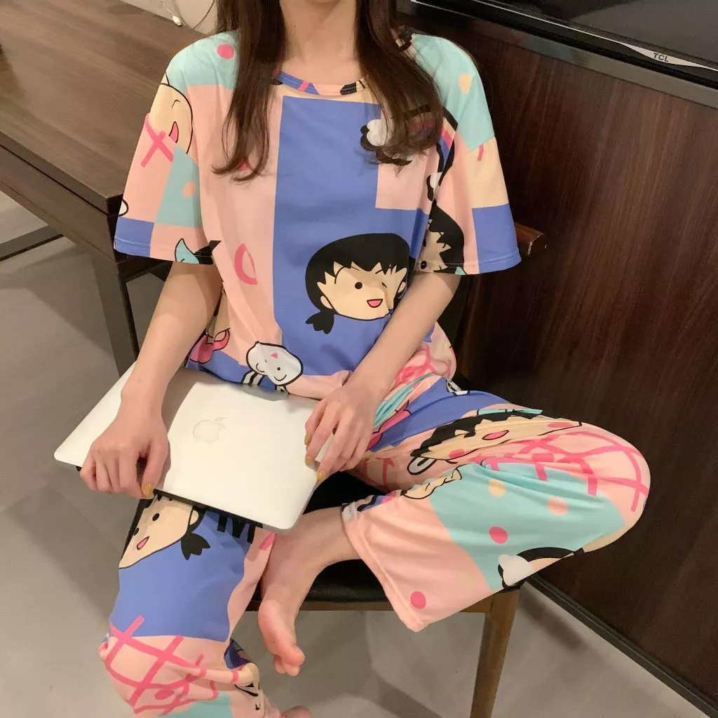 Set đồ bộ ngủ nữ mặc nhà ulzzang pijama Nhóc Maruko DN082 (có ảnh thật)