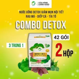 Com bo 2 hộp DETOX 3 IN 1 Rau má ,Diếp cá ,Tía tô Sấy Thăng Hoa Eherbal- Đảm Bảo 100% Dinh Dưỡng(hộp-21 gói