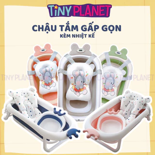 Chậu tắm gập gọn size lớn Tiny Tots cho bé (combo kèm phao)