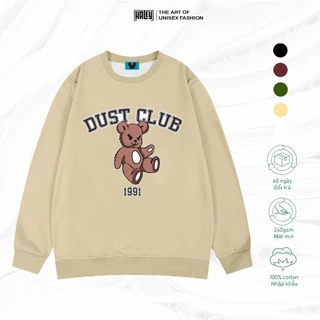 Áo Sweater HS27 Unisex Nam Nữ HALEY Dài Tay Form Rộng DUST CLUB 1991 Gấu Nâu Phong Cách Hàn Quốc Chát Nỉ Dày Dặn