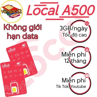 SIM 4G MOBI LOCAL A500 12A50S 14 THANG 12MDT50 12FD50  XÀI THẢ GA KHÔNG HẾT DATA MAX BĂNG THÔNG