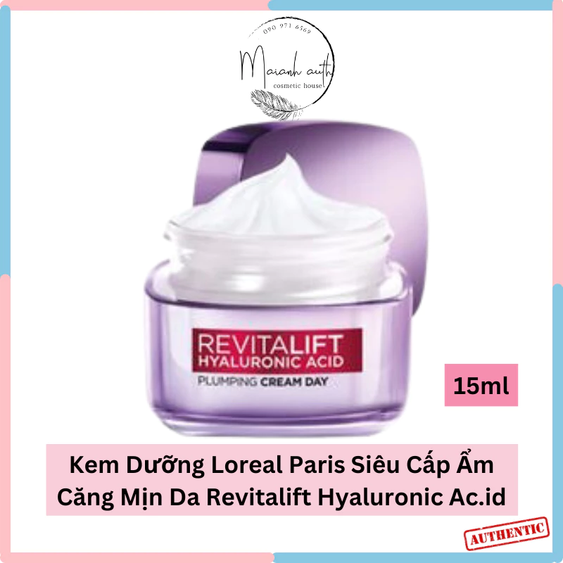 Kem Dưỡng Ban Ngày L'ORÉAL Revitalift Hyaluronic Acid Plumping Cream Day Cấp Ẩm Giảm Nhăn 15ml