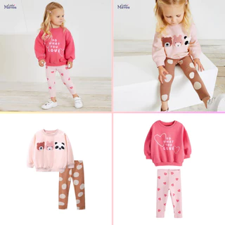 Bộ Little Maven Áo Nỉ Hồng Chữ Trái Tim/ Áo Nỉ Hồng 3 Gấu Quần Chấm Bi Cho Bé Gái 2023 - Jumping Beans Official Store