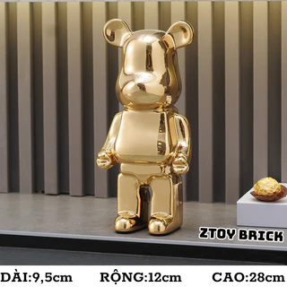 [ 28CM ] MÔ HÌNH GẤU BEARBRICK MÀU VÀNG GOLD , CHẤT LIỆU GỐM MẠ TĨNH ĐIỆN CAO CẤP DECOR TRANG TRÍ , LÀM QUÀ TẶNG