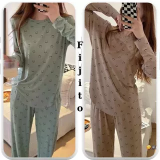 Bộ ngủ nữ pijama họa tiết dáng rộng đồ mặc nhà nữ hàng Quảng Châu cao cấp FIJITO-TC491