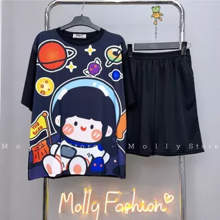 Set đồ bộ hoạt hình ❤️ Bộ mặc nhà Cartoon SPACE RORO form rộng Unisex nam nữ Molly Store