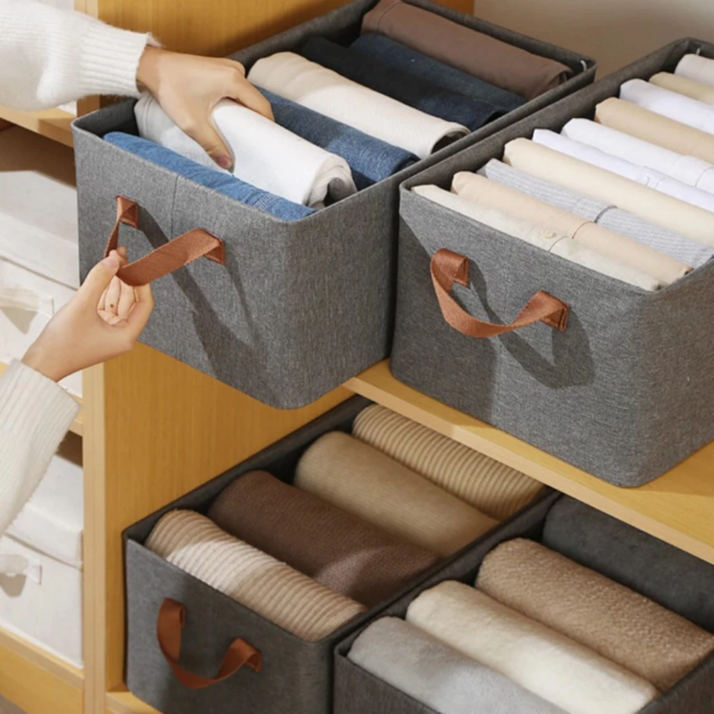♥️LOẠI 1♥️ Hộp đựng quần áo khung cứng bằng vải Oxford có quai đeo , có thể gấp gọn ngăn nắp dễ dàng , tiện lợi