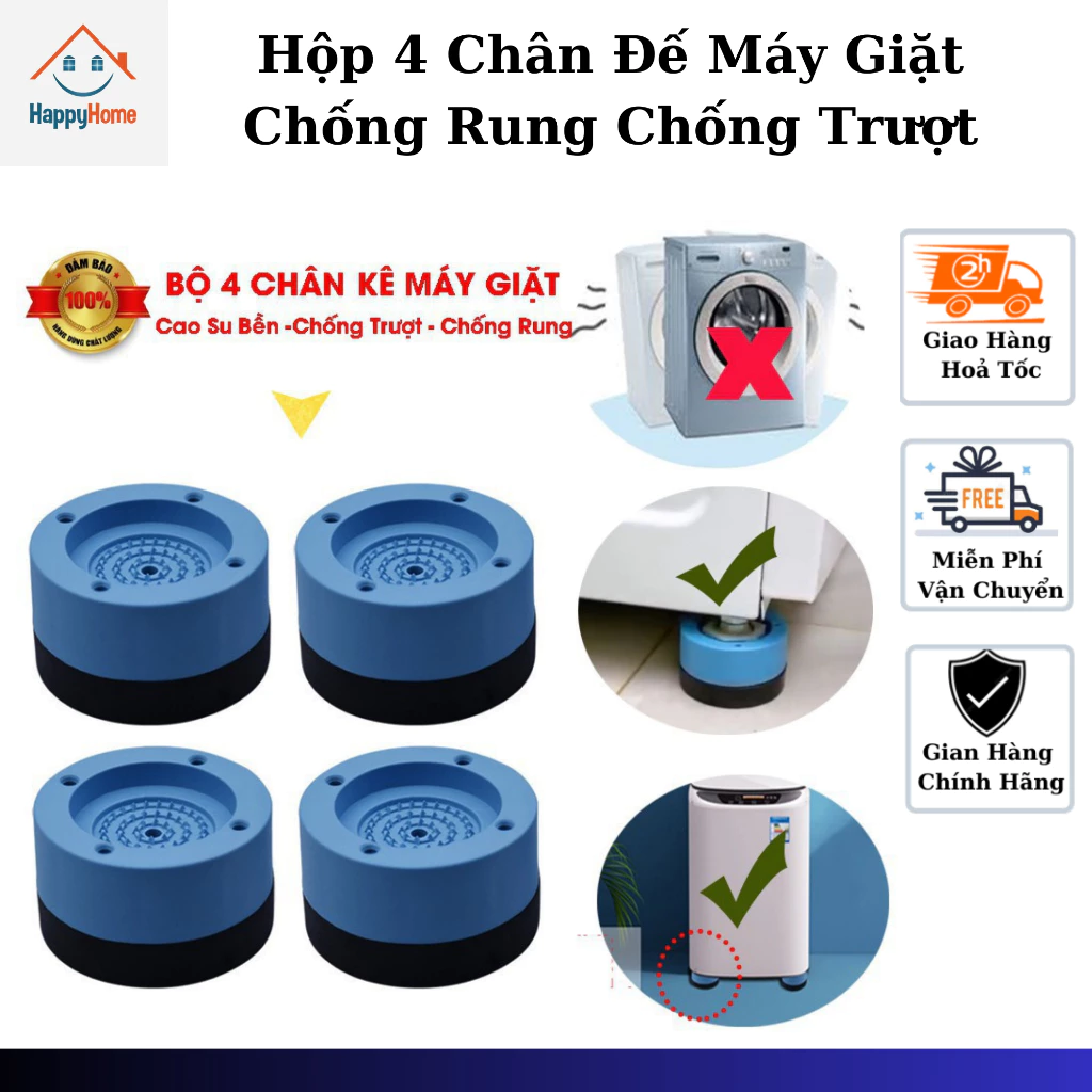 Combo 4 chân đế chống rung máy giặt, chân đế máy giặt cao su chống ồn chống rung lắc