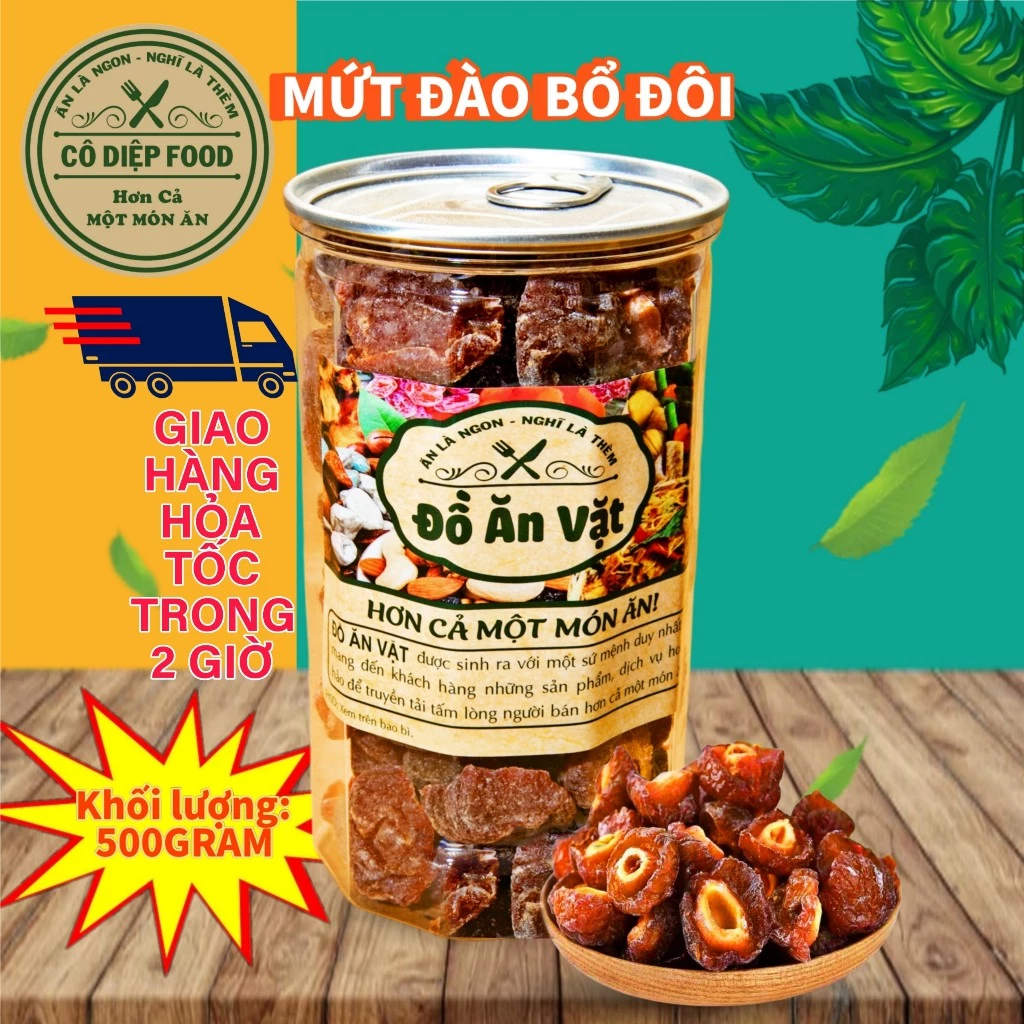 Đào Bổ Đôi Lon 500Gram [FREE SHIP]TỪ ĐƠN 50K, [Loại Đặc Biệt] Hàng Ngon Nhà Làm