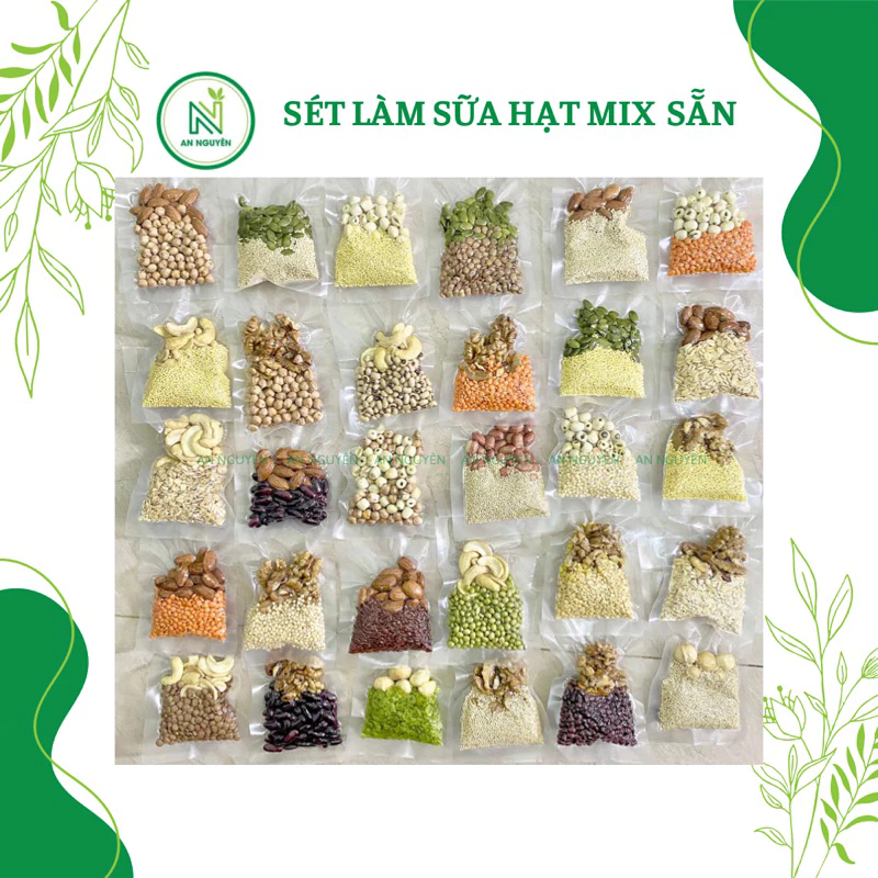 Sét 7 ngày làm sữa hạt không trùng vị -50g, hạt dinh dưỡng nấu sữa hạt