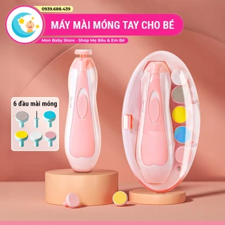 Máy mài móng tay cho bé và người lớn, máy dũa móng tay cho bé sơ sinh, có 6 đầu thay thế, tặng kèm pin AA