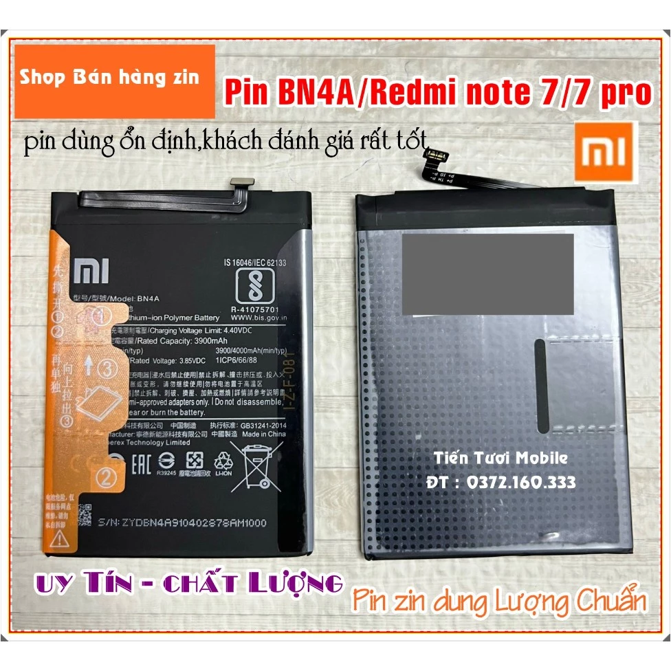 Pin bn4A /redmi note 7 xiaomi,mới