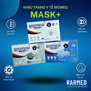 Hộp 50 khẩu trang y tế 4 lớp Biomeq Mask+ kháng khuẩn, chống bụi mịn - Nhiều màu