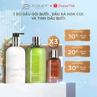 3 BỘ COMBO VIJULLY DẦU GỘI BƯỞI - DẦU XẢ HOA CÚC - XỊT TINH DẦU BƯỞI