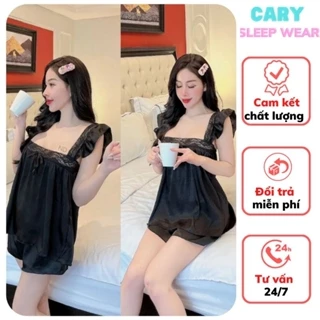 Bộ đồ ngủ mặc nhà set đồ ngủ áo 2 dây kèm quần short mặc hè chất mát CARY