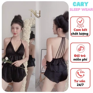 Đồ ngủ sexy bộ đồ ngủ hai dây mặc nhà phi lụa 3 dây có mút CARY