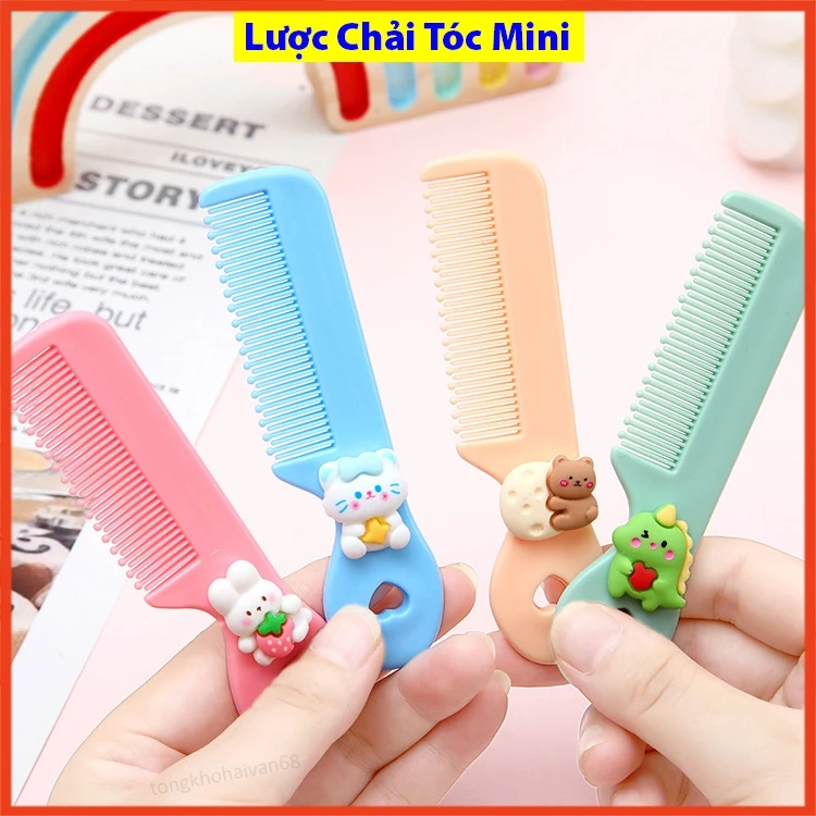 Lược Chải Tóc Mini Dễ Thương Họa Tiết Hoạt Hình Cho Bé Gái, Lược Bỏ Túi Thiết Kế Đơn Giản Tiện Lợi