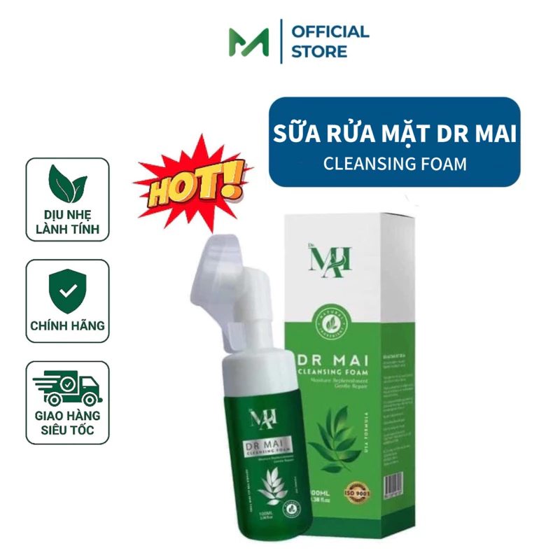 Sữa Rửa Mặt Dr Mai - Đầu cọ tạo bọt, Sạch da, Cân bằng dầu thừa