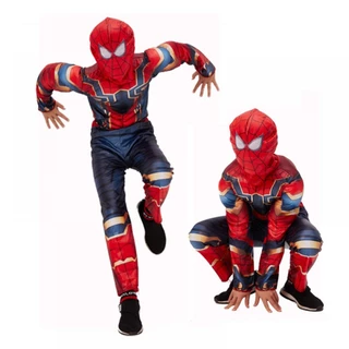 Bộ hóa trang người nhện Spider man có cơ bắp cho bé trai chơi Halloween độ tuổi 4-12t