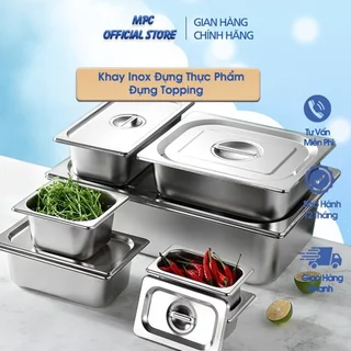 Khay inox đựng topping trà sữa, thạch, trân châu, nhân bánh mì, buffet, kem, thực phẩm