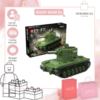 Đồ chơi Lắp ráp xe tăng hạng nặng KV-2 Heavy Tank Xếp hình thông minh, Mô hình xe tăng Quan guan 100248