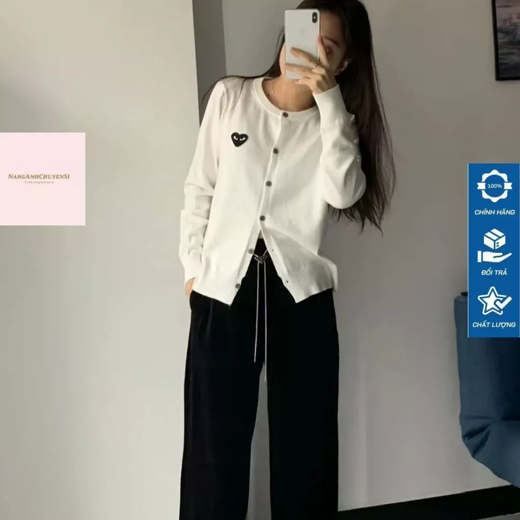 Áo Len Dệt Kim Cardigan Tay Dài Dáng Lỡ Ôm Body Tone Dáng Phối In Tim Ngực Cá Tính Hàng Qccc Phù Hợp Mọi Lứa Tuổi Nangan