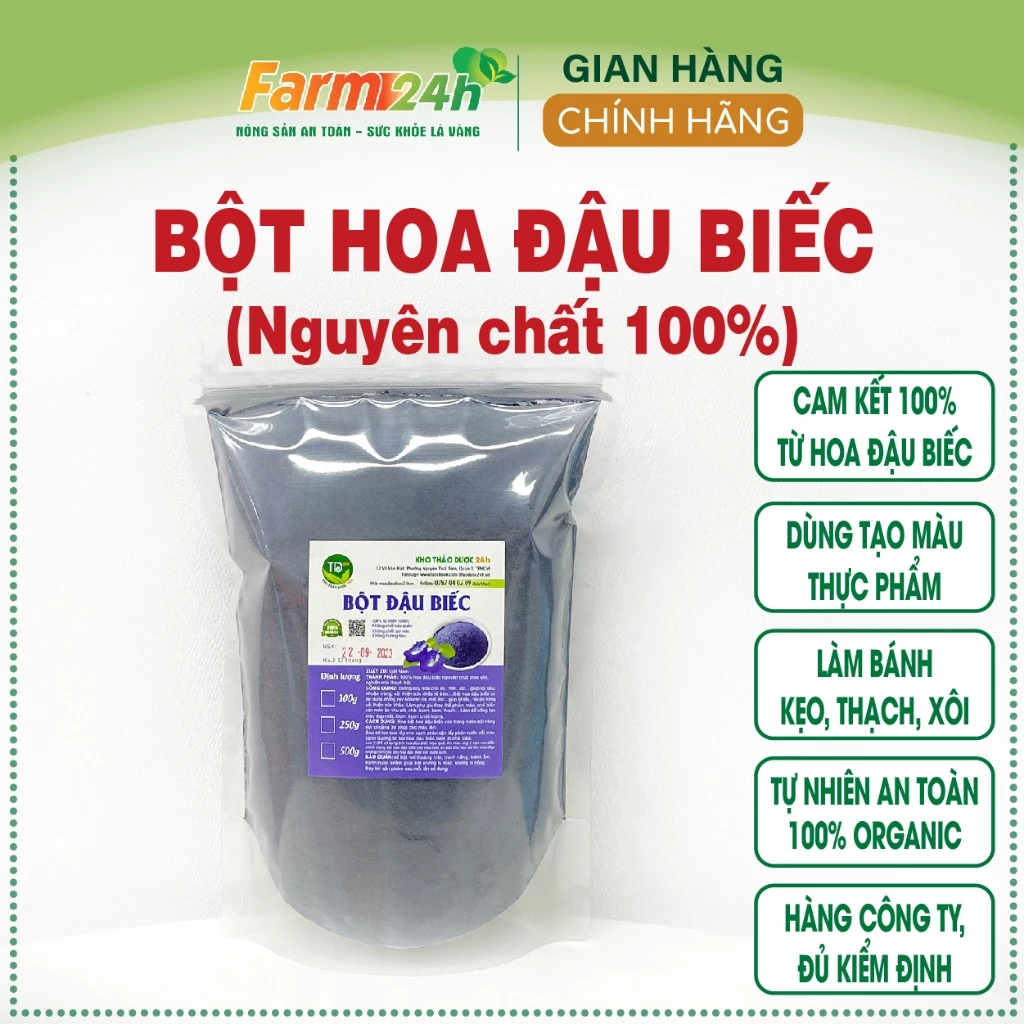 Bột hoa đậu biếc nguyên chất 100%, chuyên dùng nấu xôi, làm bánh, tạo màu và mùi cho nhiều món ăn siêu ngon I Farm 24h