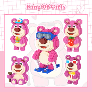 Bộ đồ chơi lắp ráp gấu dâu tây Lotso 3D xếp hình size trung đáng yêu dễ thương cao 18cm King of Gifts