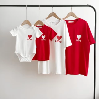 Áo gia đình HappyFamily - đồ gia đình họa tiết trái tim Love đáng yêu chất cotton 100%