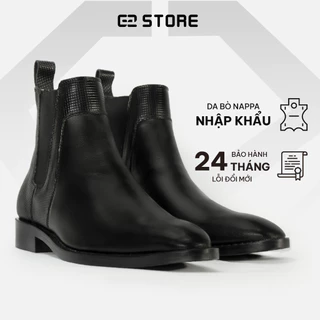 Giày da nam G2 GLV dáng chelsea boot cao cổ phong cách công sở bằng da bò nappa đế phíp gỗ sang trọng tăng chiều cao 3cm