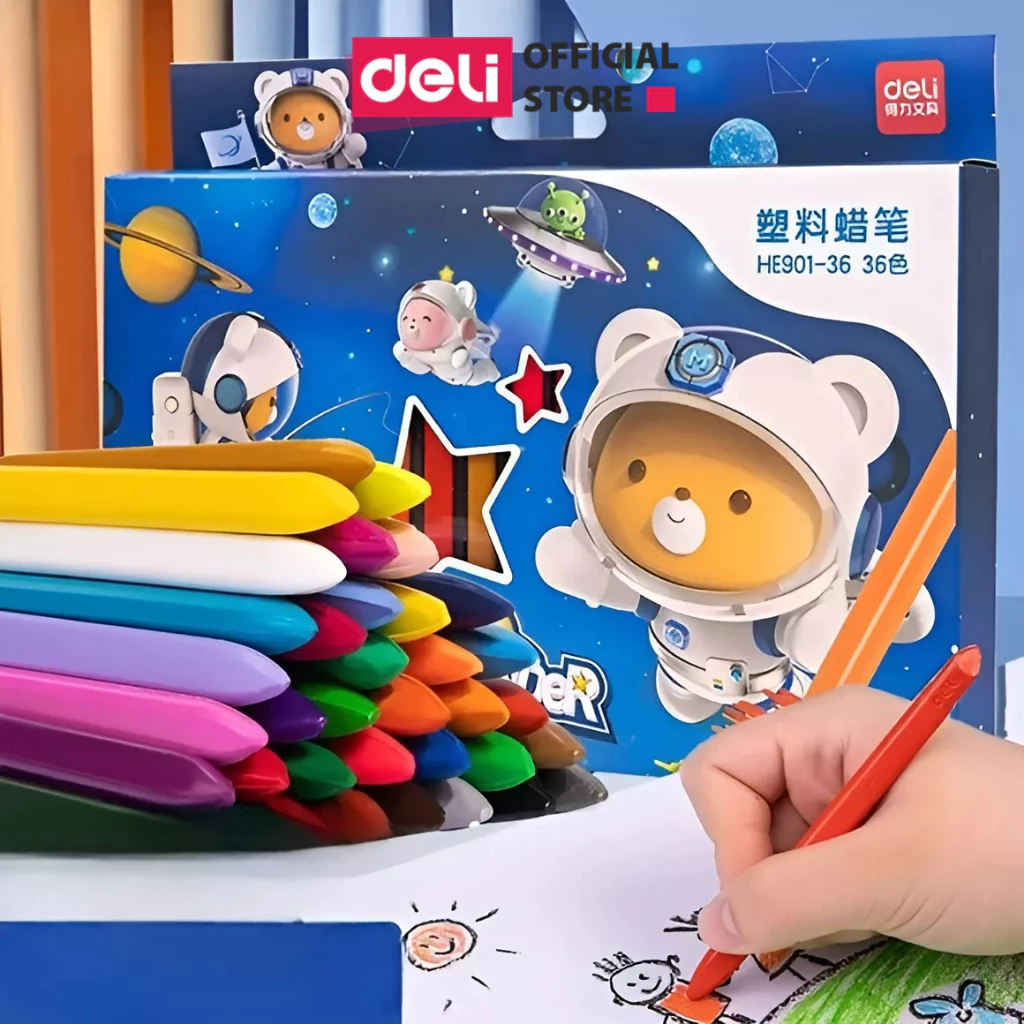 Bút Sáp Màu Vẽ Hữu Cơ Cho Bé Tập Vẽ Deli - 12/18/24 Màu Tươi Sáng, Siêu Sạch, An Toàn - Tô Màu Vẽ Tranh