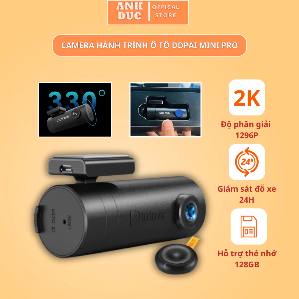 Camera Hành Trình Ô Tô DDI Mini Độ Phân Giải 2K Kết Nối WIFI,Giám Sát Đỗ Xe 24/7 Bảo Vệ Xe An Toàn ( Hàng CHính Hãng )