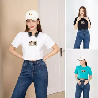 Áo croptop rộng in hình phong cách Hàn Quốc - Áo croptop nữ GT001