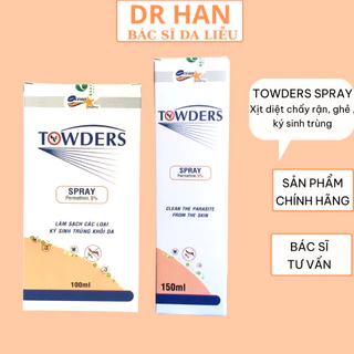 Towders spray 100ml-150ml xịt làm sạch ghẻ, chấy rận, ký sinh trùng trên da