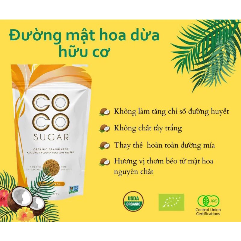 Đường Dừa Hữu Cơ - Đường mật hoa dừa hữu cơ Organic Coco Sugar  454 gr