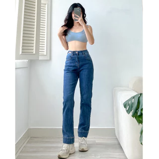 Quần Jeans Nữ HQJEANS Form Ống Đứng Cạp Cao Co Giãn Thoải Mái Dễ Phối Đồ HQ103