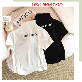 Áo croptop nữ cổ cao LILY, vải bozip co giãn 4 chiều ôm body tôn dáng in hình họa tiết CRT25