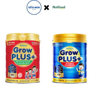 Sữa bột Grow Plus+ Xanh, Đỏ NutiFood - Lon 900g và 1.5kg