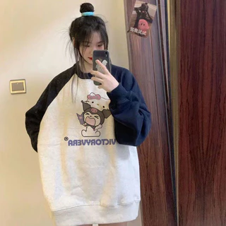 Áo sweater tay phối in hình cực xinh - freesize form rộng unisex