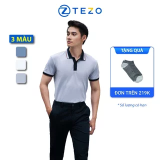 Áo polo nam Tezo thun nam ngắn tay có cổ thiết kế phối nẹp cổ 23APCT031