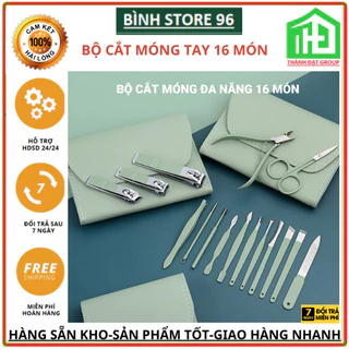 Bộ Cắt Móng Tay 16 Móng, Dụng Cụ Làm Nail Bằng Thép Không Gỉ, Bộ Bấm Móng Tay Cao Cấp 30037