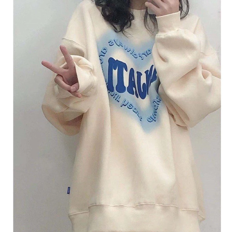 Áo nỉ Sweater Change Trái Tim Chất Nỉ Cotton Form Rộng Tay Bồng Nam Nữ