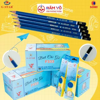 [P333] HỘP 12 Cây Bút Chì Đen / Viết Chì Đen 2B Thân Gỗ Màu Xanh, G-Star/ GStar P 333 Chính Hãng