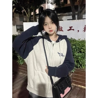 Áo hoodie zip ,áo nỉ có mũ màu xám ghi in chữ Sanna mặc đi học đi chơi phong cách Ulzzang