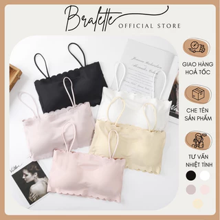 Áo Bra Đúc Su Tăm Viền Sóng BRALETTE 2 Dây Mềm Mát Có Mút Ngực Hot Trend BR01