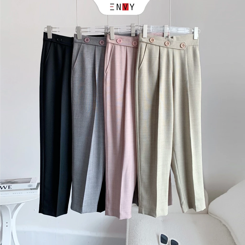 Quần tây baggy lưng kiểu ENVY QK25 cotton lạnh, dây kéo sau