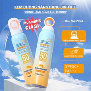 Kem chống nắng dạng bình xịt đầu phủ 360 độ SPF+ PA+++ Ova Mingduo lọ 150ml, chai sịt dưỡng ẩm, làm trắng, nâng tone da.