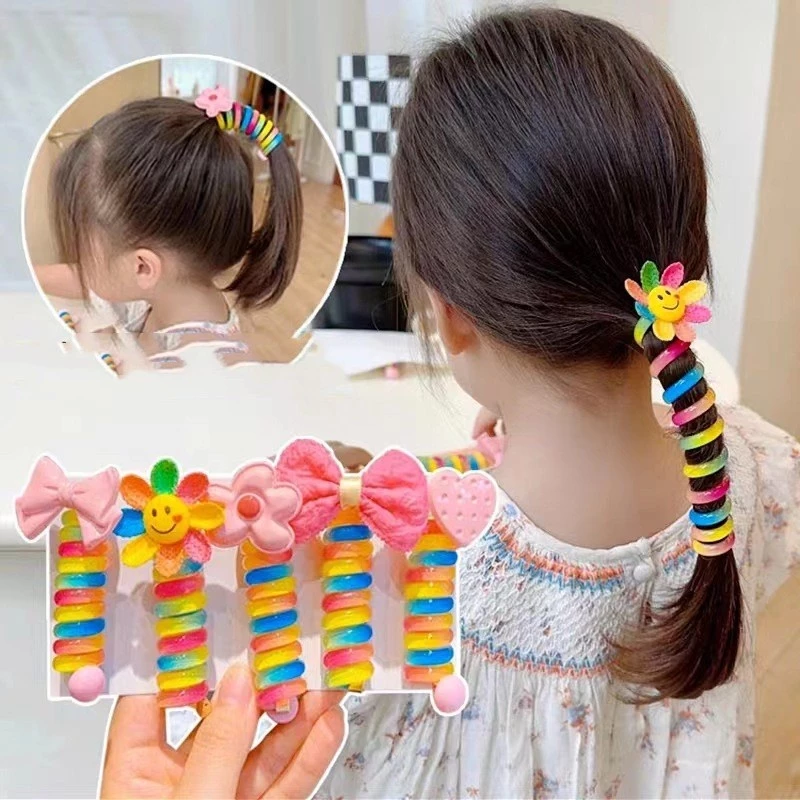 TD55 Dây Buộc Tóc Dạng Xoắn Lò Xo Xinh Xắn Cho Bé Gái