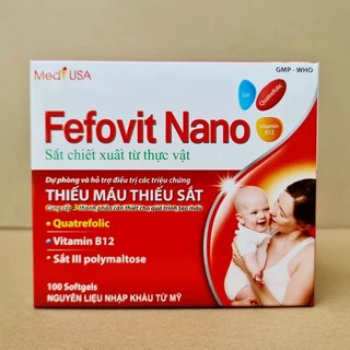 Fefovit Nano Bổ Sung Sắt, Tăng Cường Lưu Thông Máu Cho Phụ Nữ Mang Thai Hộp 100 viên